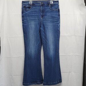 American Eagle Super High Rise Flare Jeans Womens Size 18 Stretch Blue